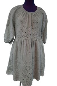 Listicle‎ Eyelet Dress Puff Sleeve Tie Back Size Large Women's
